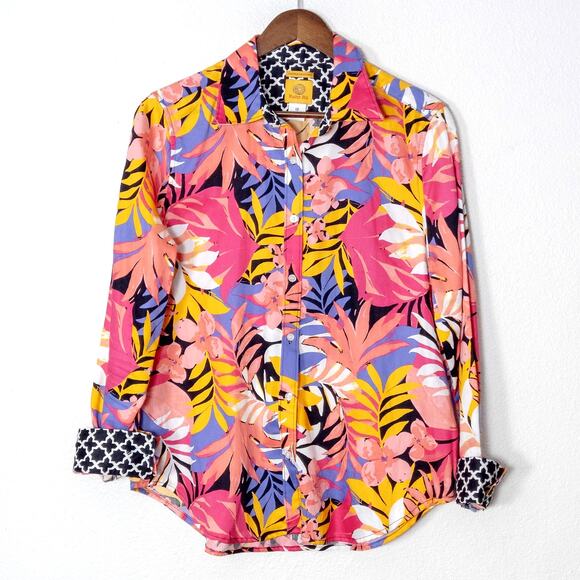 Ruby Rd. Tops - Ruby Rd Button Down Shirt Size 12 Pink Tropical Floral Resort Colorful